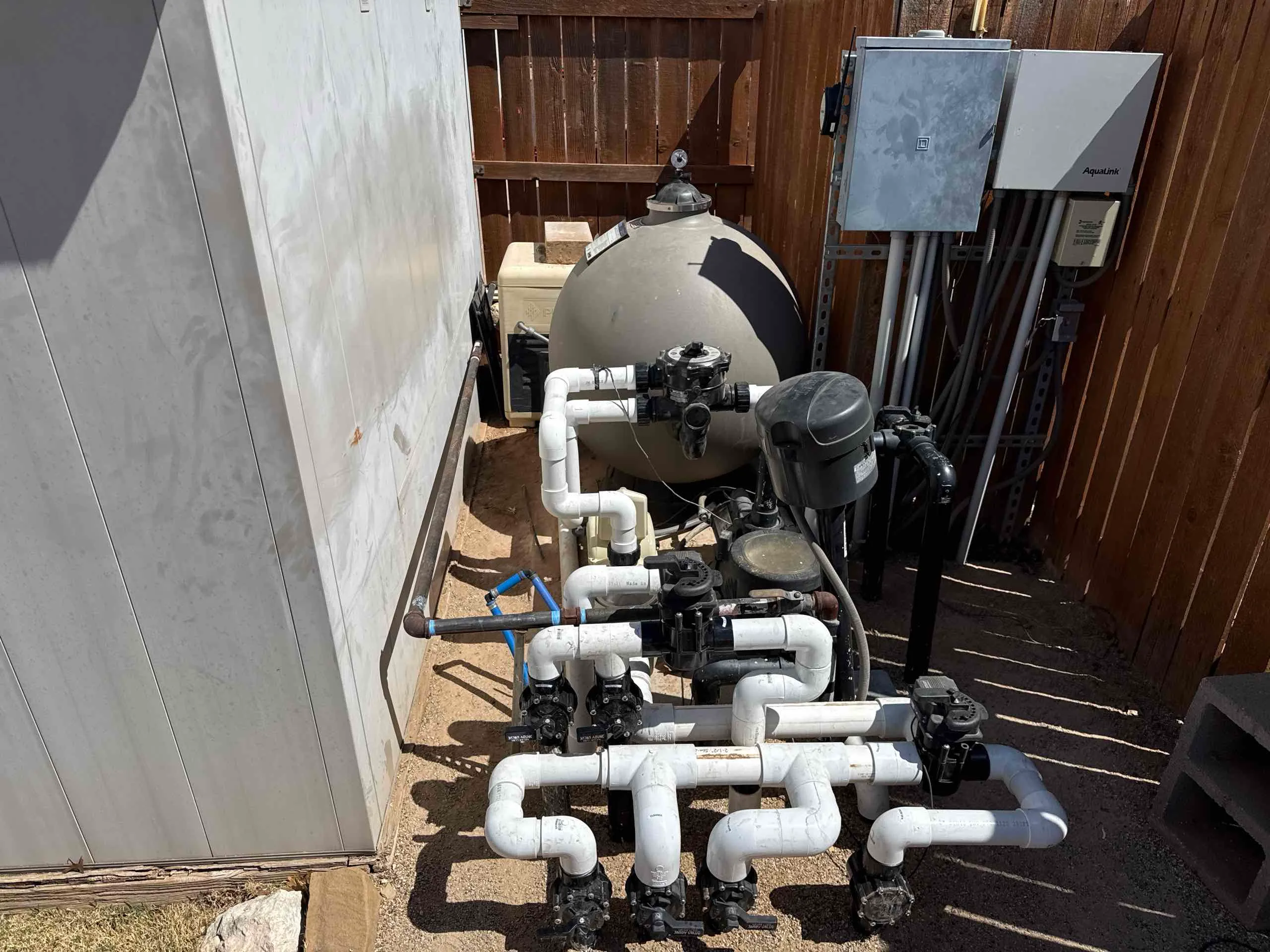 Pool filter, plumbing and equipment controls